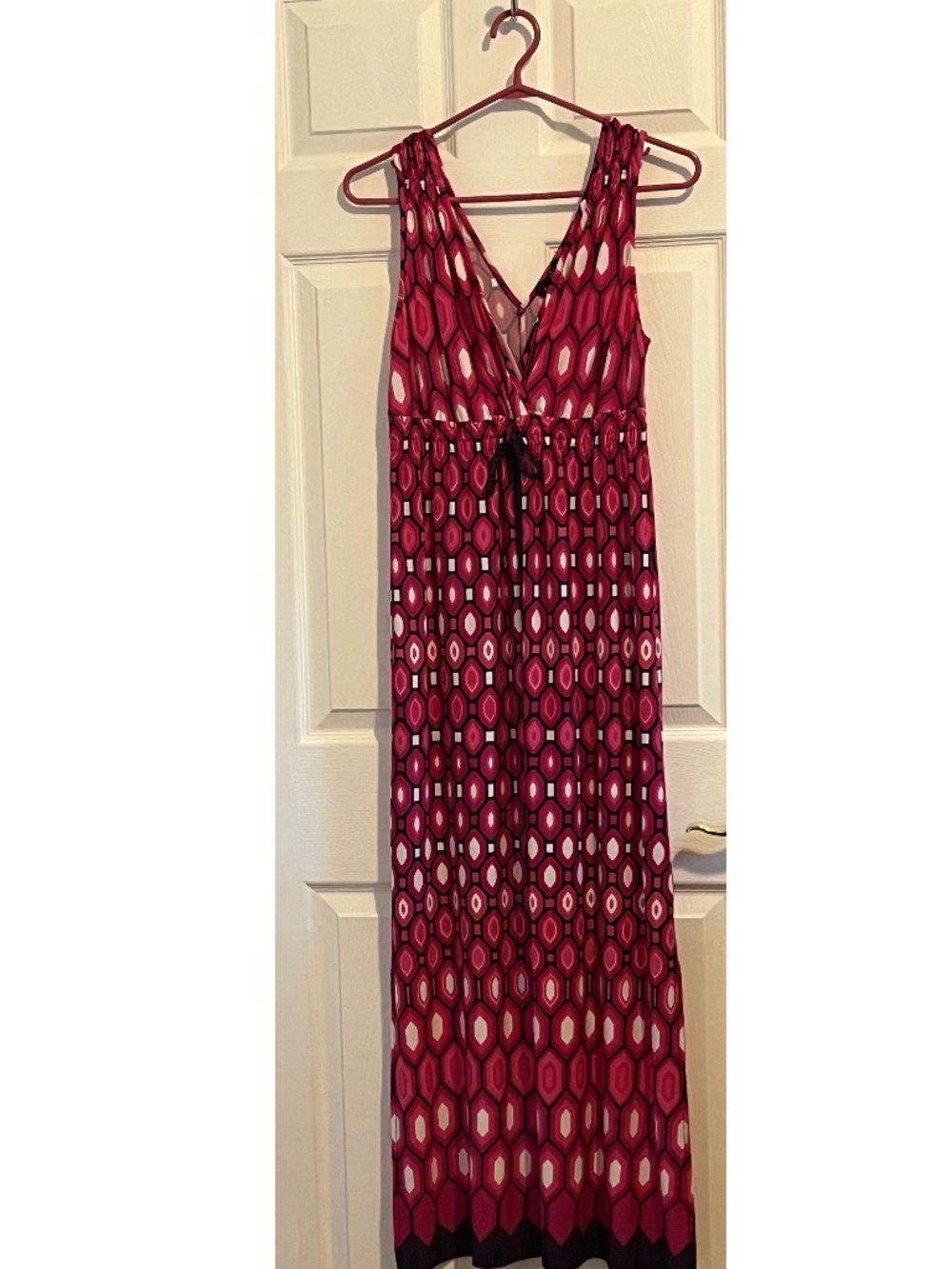 Pink geometric print maxi dress